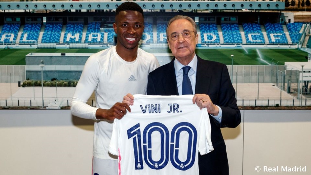 Vinicius Junior dan Florentino Perez.